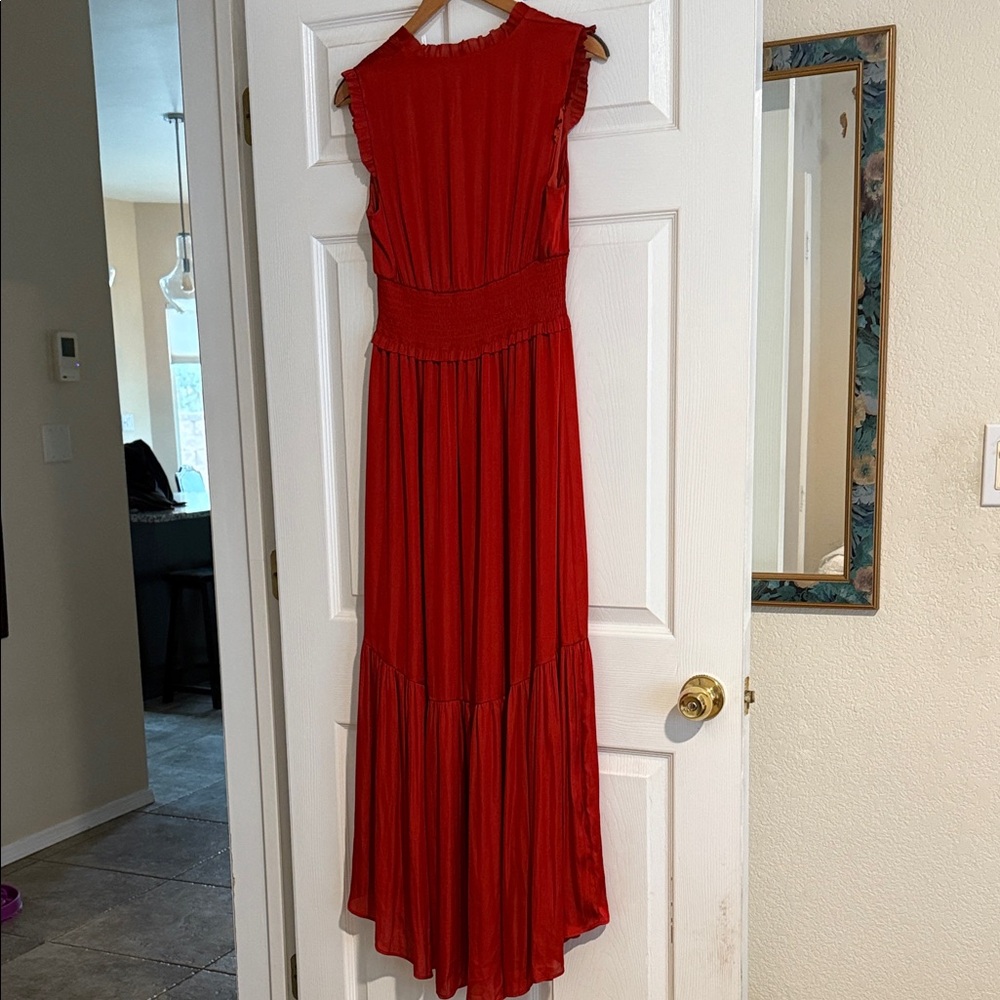Banana Republic High Low Deep V Red Dress Size 8 - Picture 6 of 6